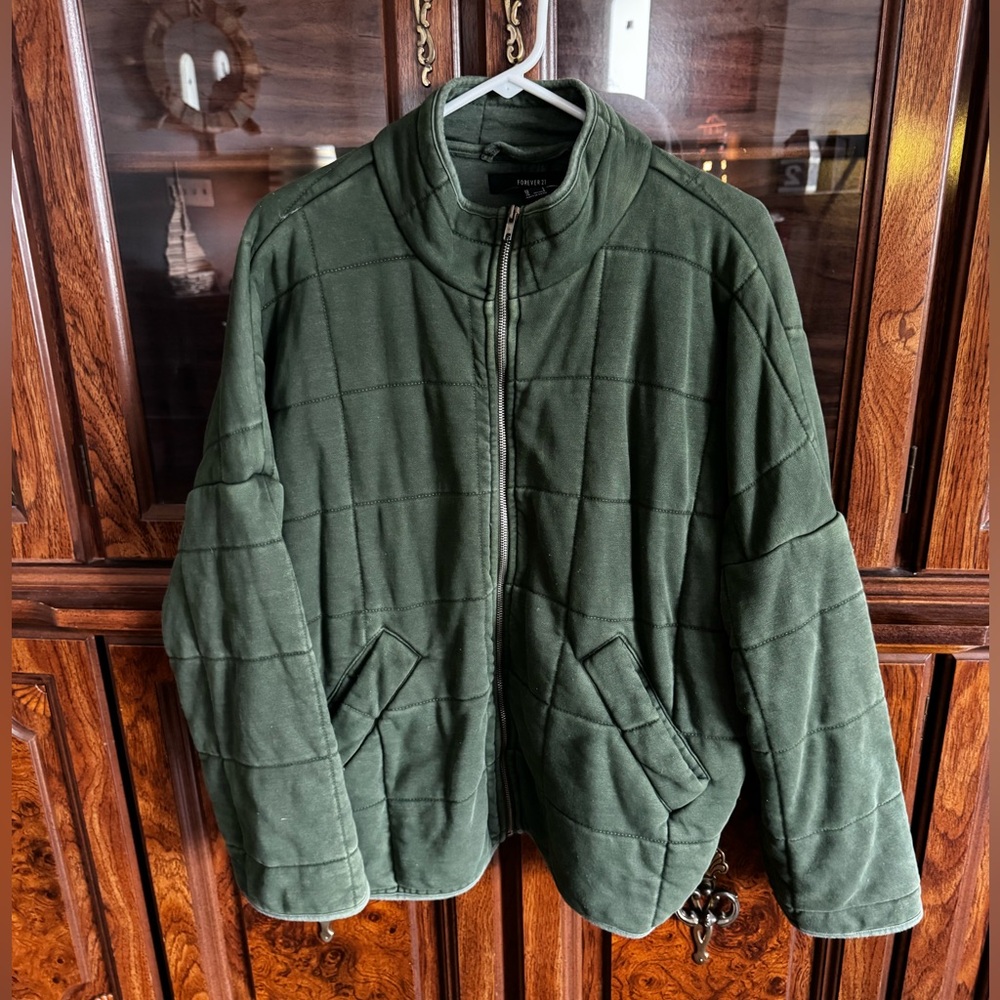 Forever 21 Green Quilted Zip Jacket